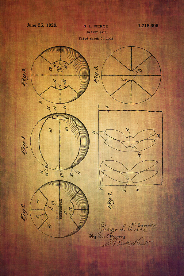 Basket ball patent from 1929 Digital Art by Eti Reid