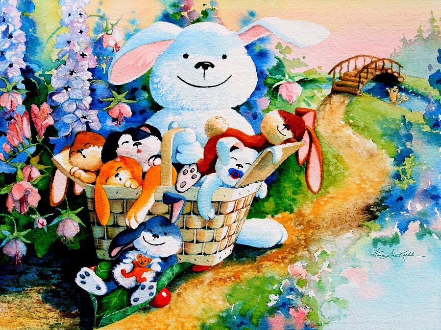 Basket of Bunnies Painting by Hanne Lore Koehler
