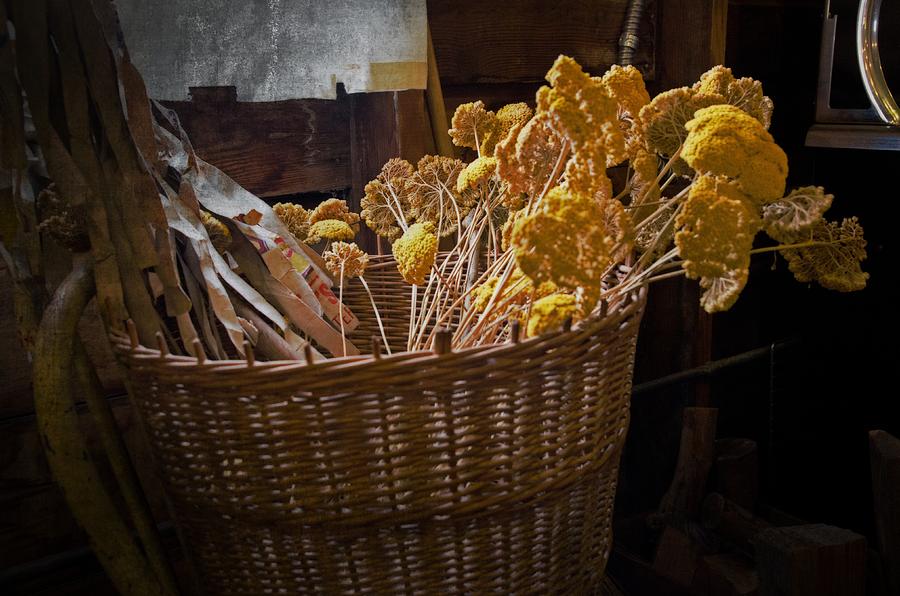 Yellow Flowers Photograph - Basket of flowers by Cheryl Cencich