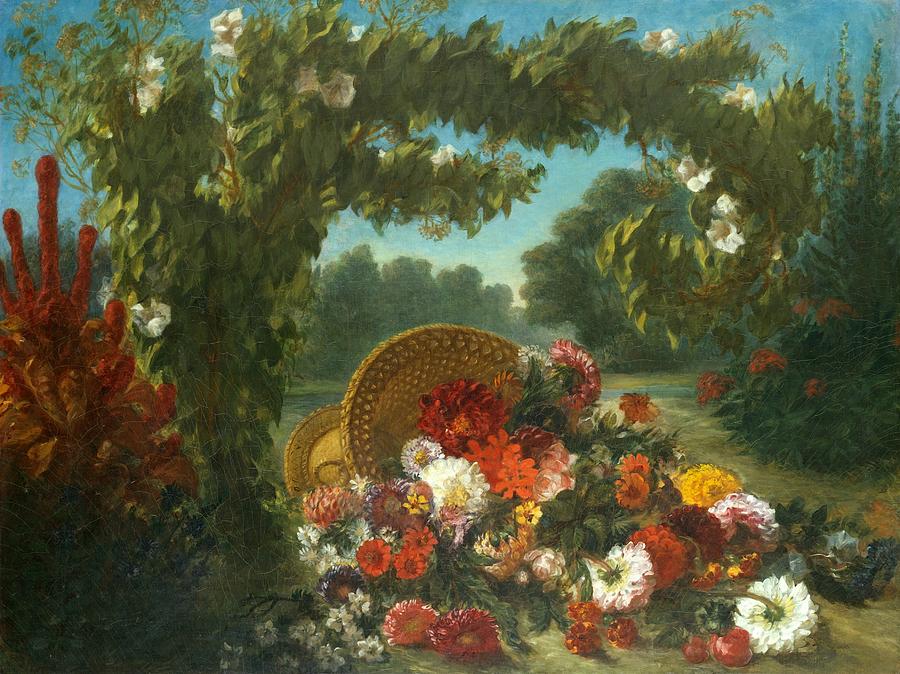 Eugene Delacroix Painting - Basket of Flowers by Eugene Delacroix