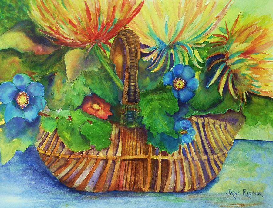Flowers In My Basket Painting by Jane Ricker