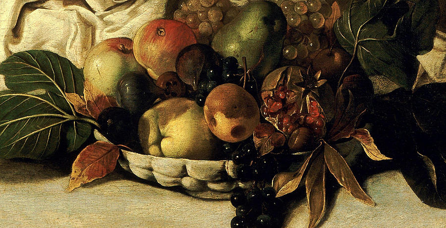 Caravaggio Painting - Basket of Fruit Detail Bacchus by Caravaggio