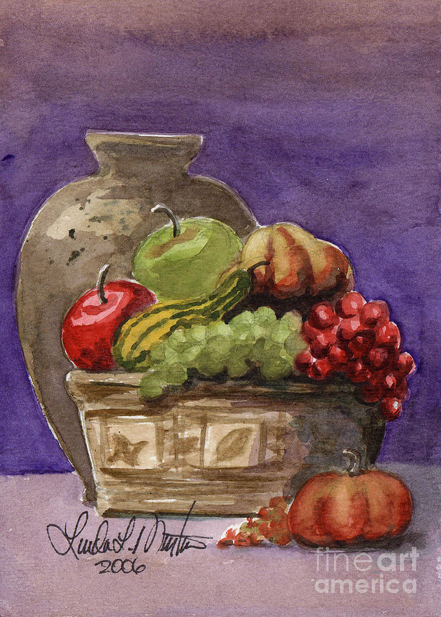 Basket of Fruit Painting by Linda L Martin