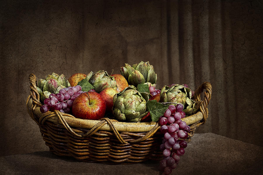Basket of Fruit - Old World Photograph by Trudy Wilkerson