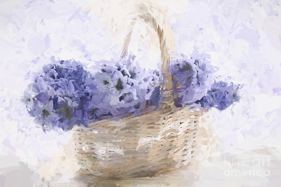 Still Life Digital Art - Basket of Hyacinth - Digital Painting by Ann Garrett