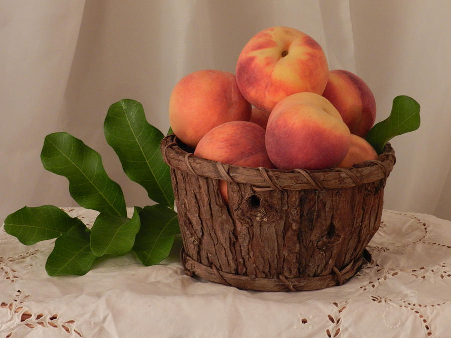 Basket Of Peaches Photograph