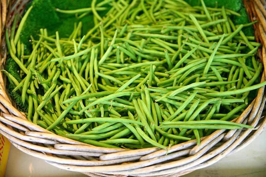 Basket Of Perfect Green Beans Photograph by Judy Bishop - The Travelling Eye