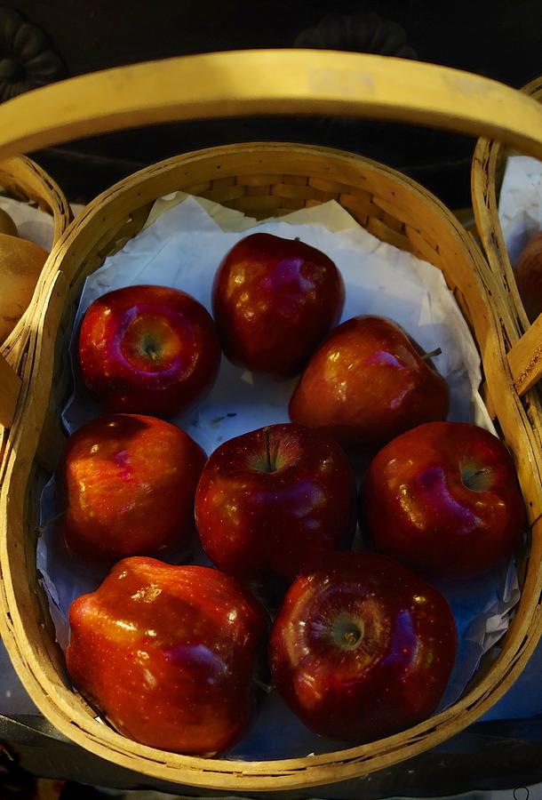 Still Life Photograph - Basket of Red Apples by Joan Reese