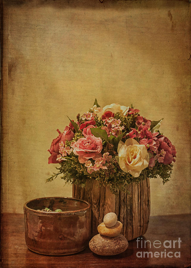 Basket of Spring Roses Photograph by Terry Rowe