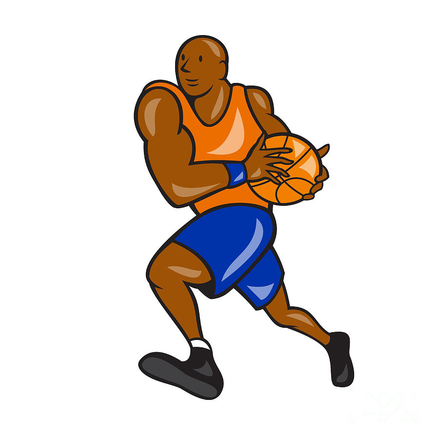 Basketball Digital Art - Basketball Player Holding Ball Cartoon by Aloysius Patrimonio