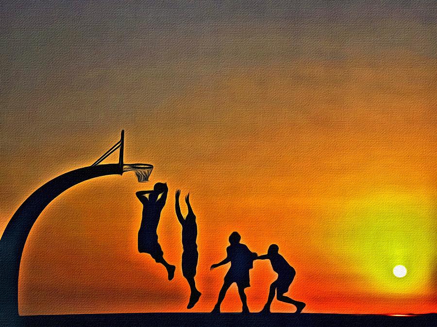 Basketball Sunrise Painting by Florian Rodarte