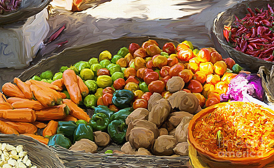 Vegetable Painting - Baskets of Abundance by Ted Guhl