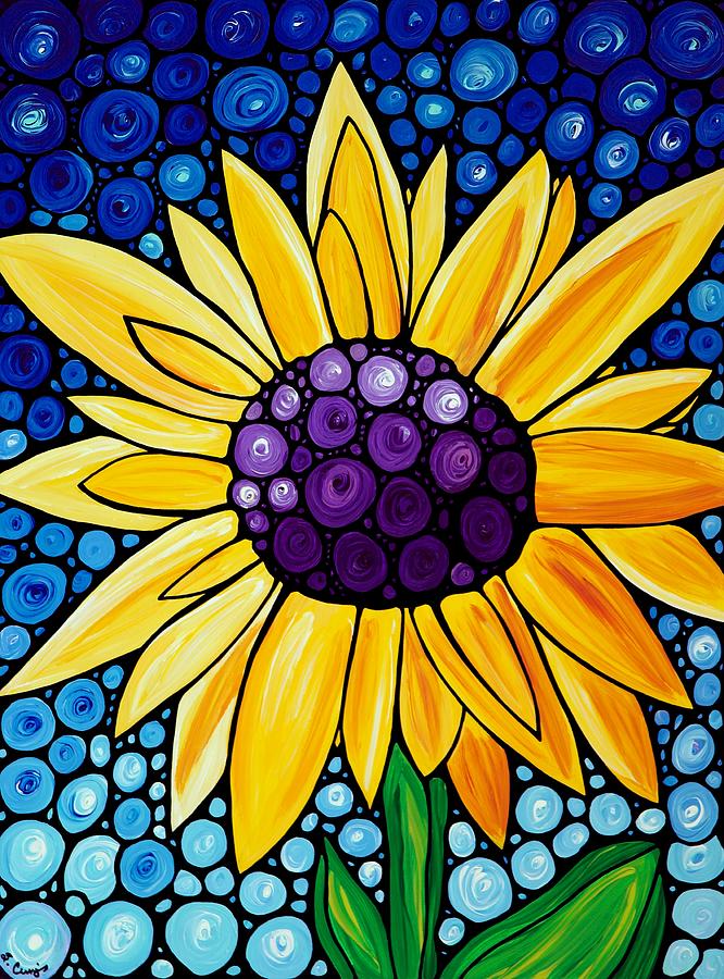 Sunflower Painting - Basking In The Glory by Sharon Cummings Sunflower Painting - Basking In The Glory by Sharon Cummings