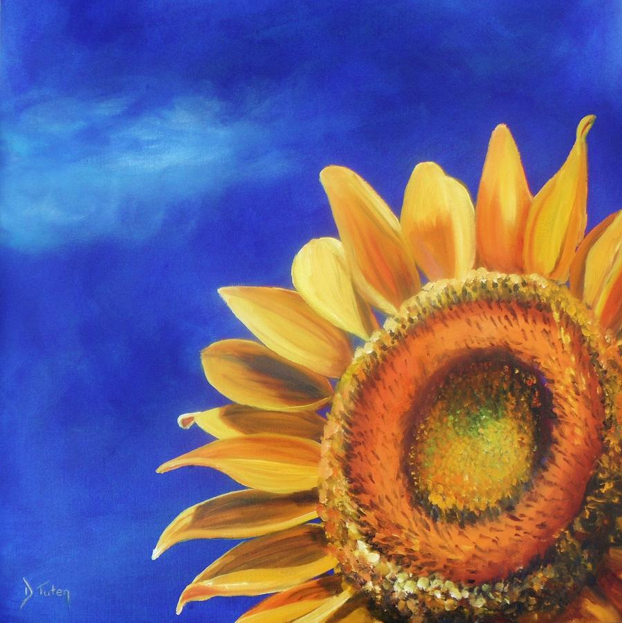 Sunflower Painting - Basking in the Sun by Donna Tuten