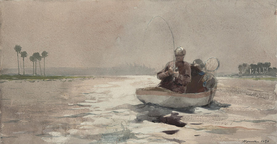 Winslow Homer Painting - Bass Fishing  Florida by Celestial Images