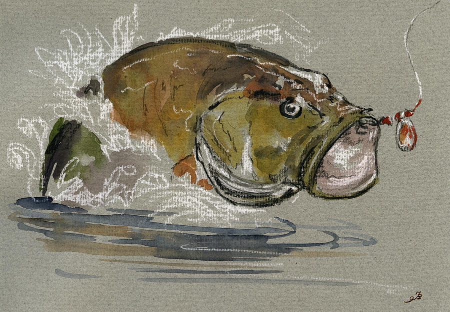 Bass fishing Painting by Juan Bosco - Pixels Merch