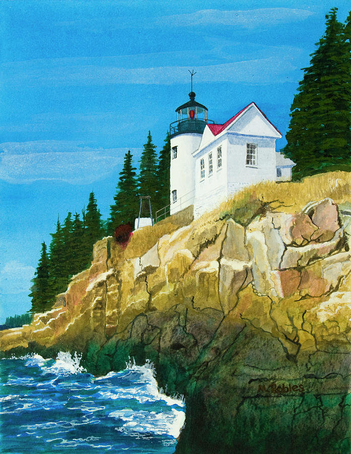Bass Harbor Lighthouse Painting by Mike Robles