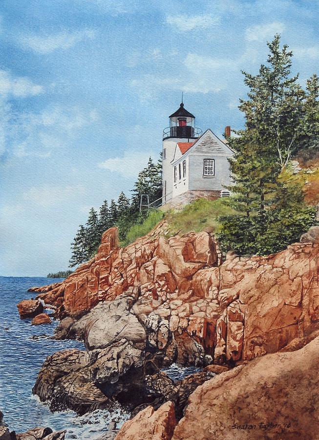 Lighthouse Painting - Bass Harbor Lighthouse by Sharon Farber