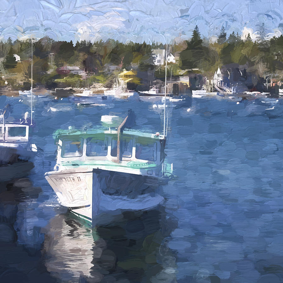 Boat Photograph - Bass Harbor Maine Painterly Effect by Carol Leigh