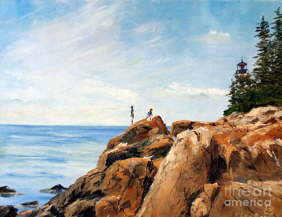 Bass Harbor Rocks Painting by Lee Piper