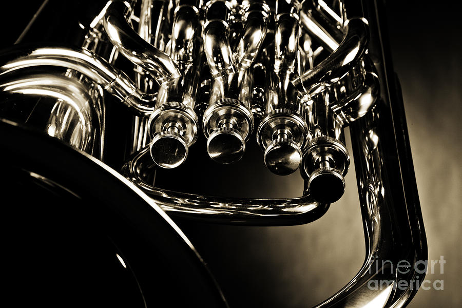 Bass Tuba Brass Instrument Photograph in Sepia 3392.01 Photograph by M K Miller