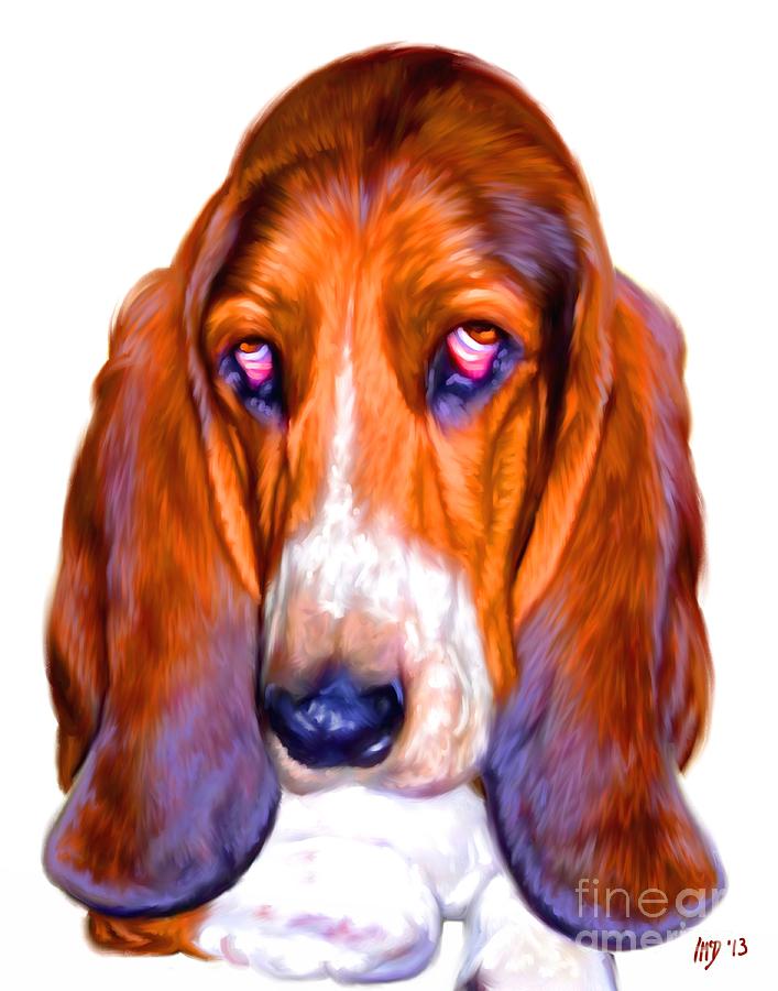 Dog Painting - Basset Hound Digital Portrait by Iain McDonald
