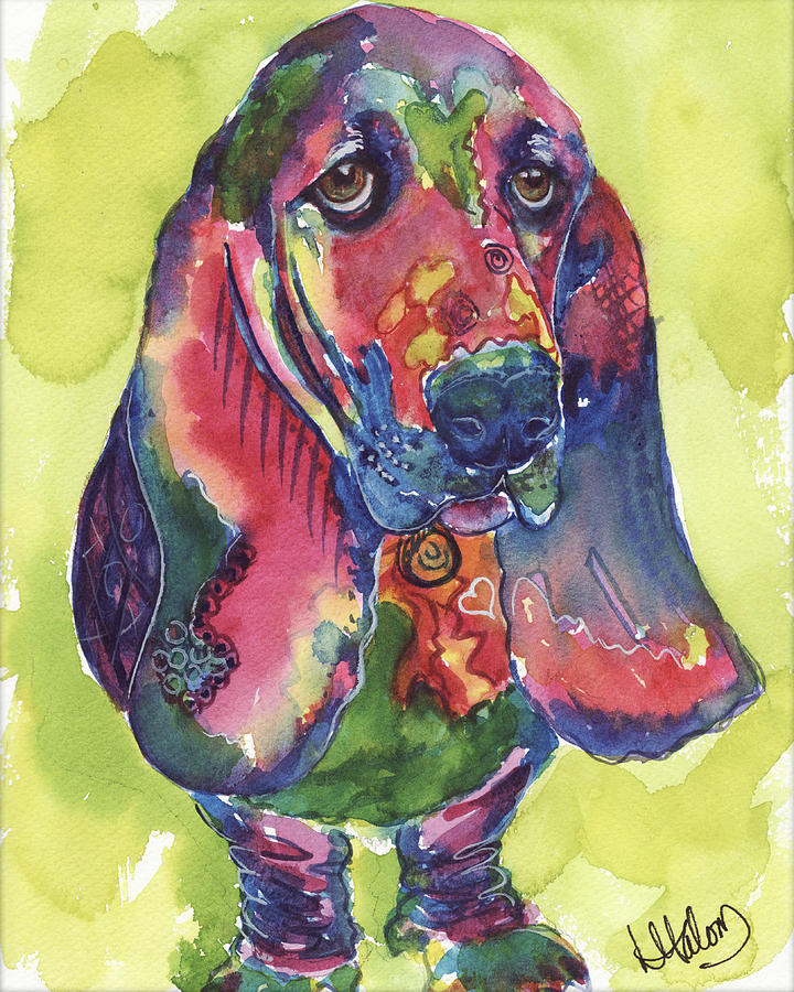 Basset Hound Painting by Greg and Linda Halom