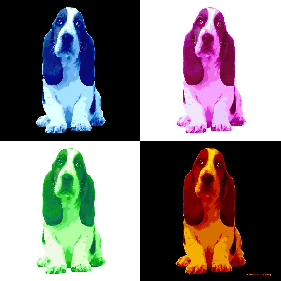 Basset Hound Puppy 4 Colors Digital Art by Gabriel T Toro