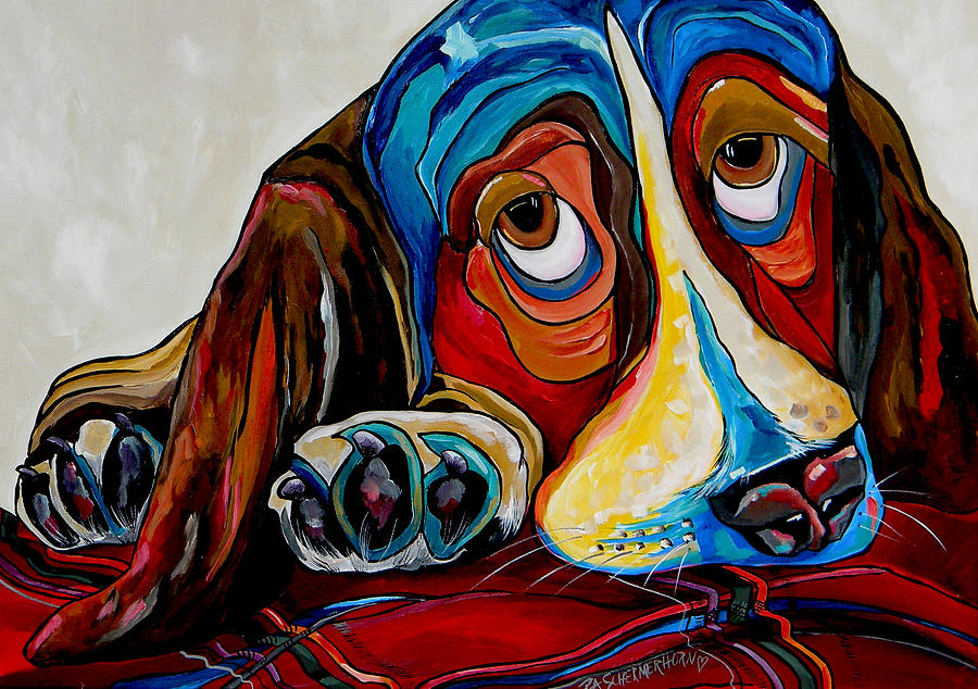 Bassett Has The Blues Painting by Patti Schermerhorn