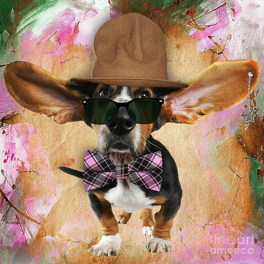 Cool Mixed Media - Bassett Hound Bowtie Collection by Marvin Blaine