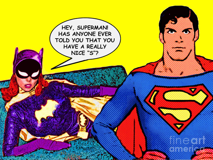 Batgirl Flirts with Superman Digital Art by David Caldevilla
