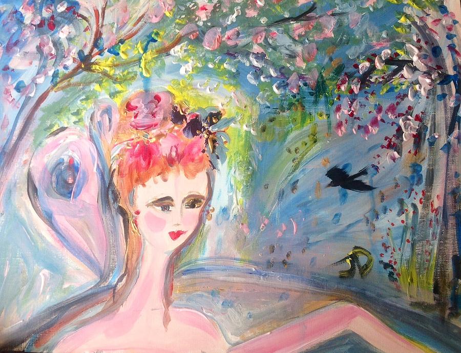 Fairy Painting - Bath time fairy by Judith Desrosiers