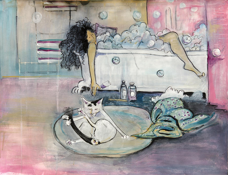 Bath Time Painting by Leela Payne