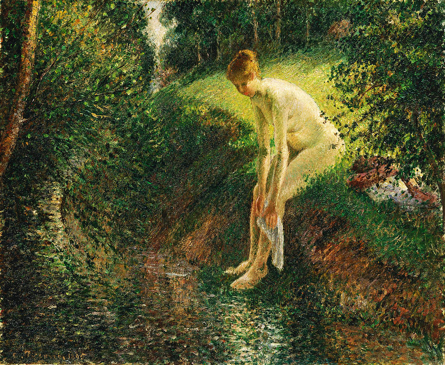 Bather in the Woods Painting by Camille Pissarro