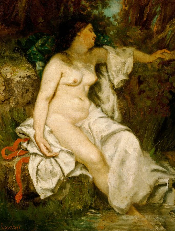 Bather Sleeping by a Brook Painting by Gustave Courbet