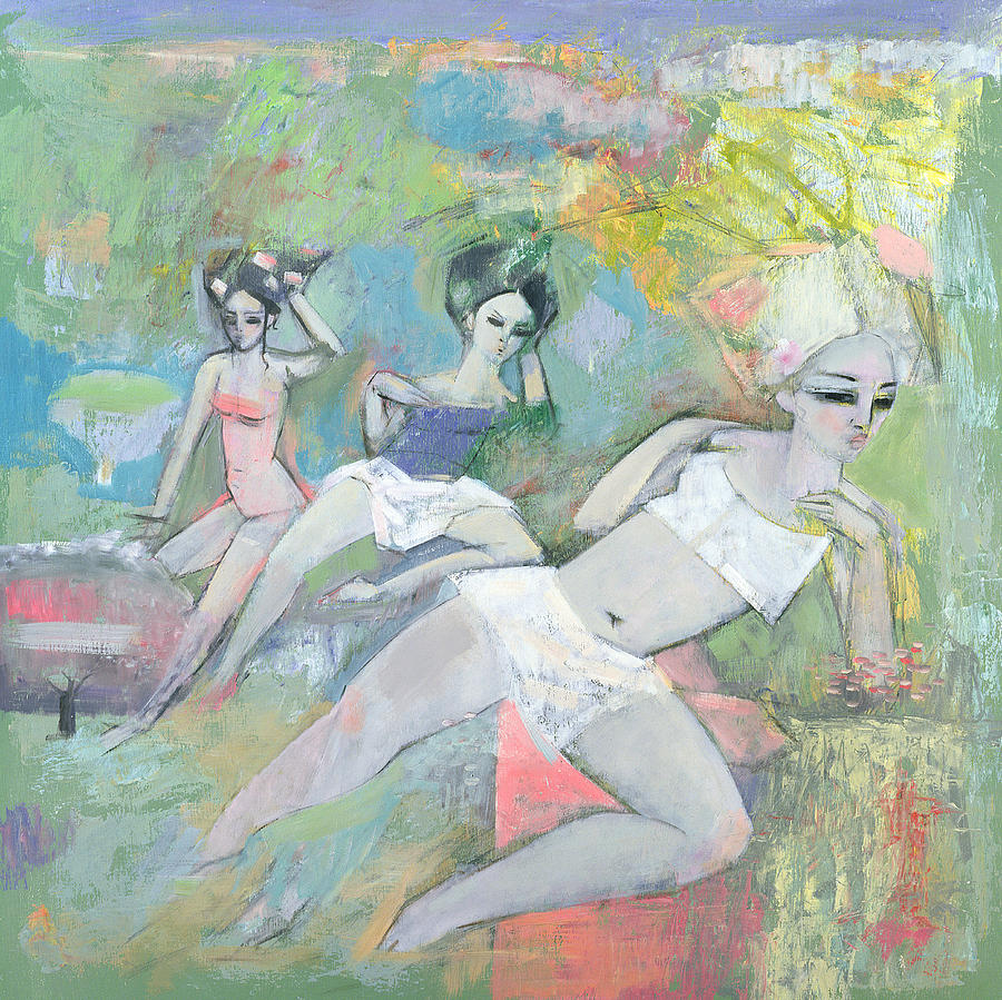 Bathers, 1996 Oil On Board Photograph by Endre Roder