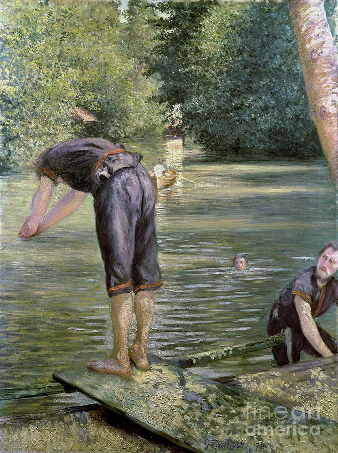 Gustave Caillebotte Painting - Bathers on the Banks of the Yerres by Gustave Caillebotte