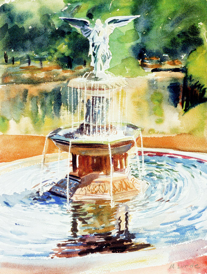Bathesda Fountain Painting by Mark Lunde