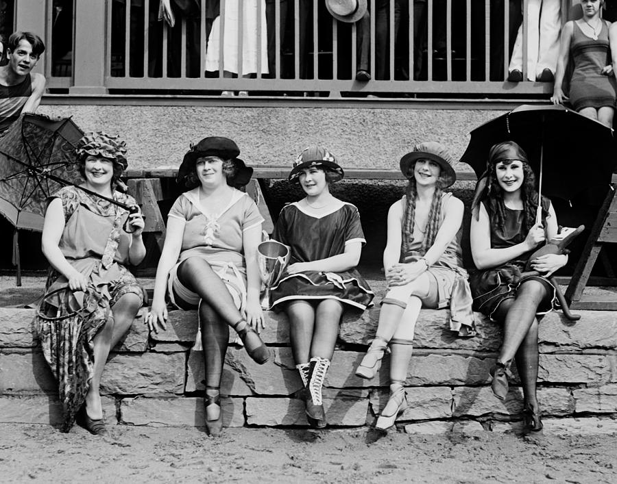 Vintage Photograph - Bathing Beauties 1920 by Mountain Dreams