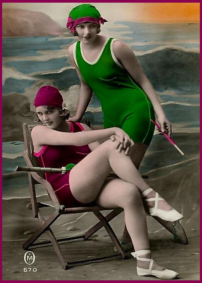 Bathing Beauties in Vintage Bathing Suits Photograph by Denise Beverly