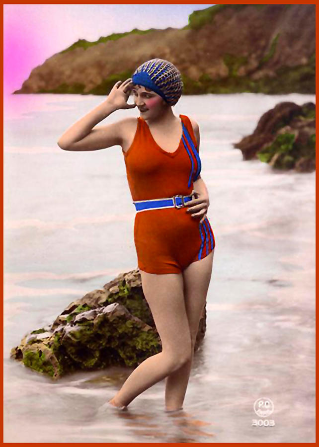 Bathing Beauties Photograph - Bathing Beauty in Patriotic Bathing Suit by Denise Beverly