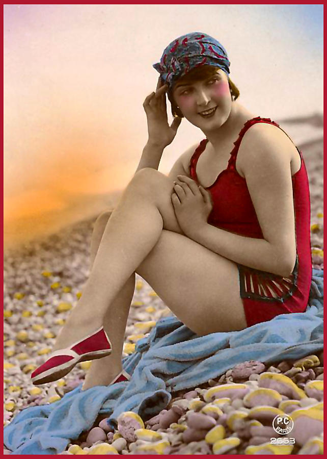 Bathing Beauty in red bathing suit Photograph by Denise Beverly