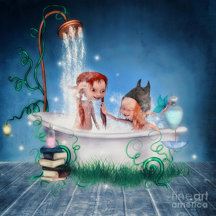 Bathing Fun Digital Art by Jutta Maria Pusl