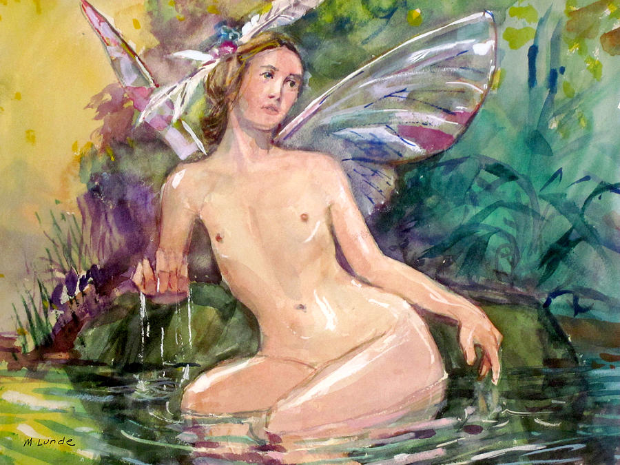 Bathing Pixie Painting by Mark Lunde