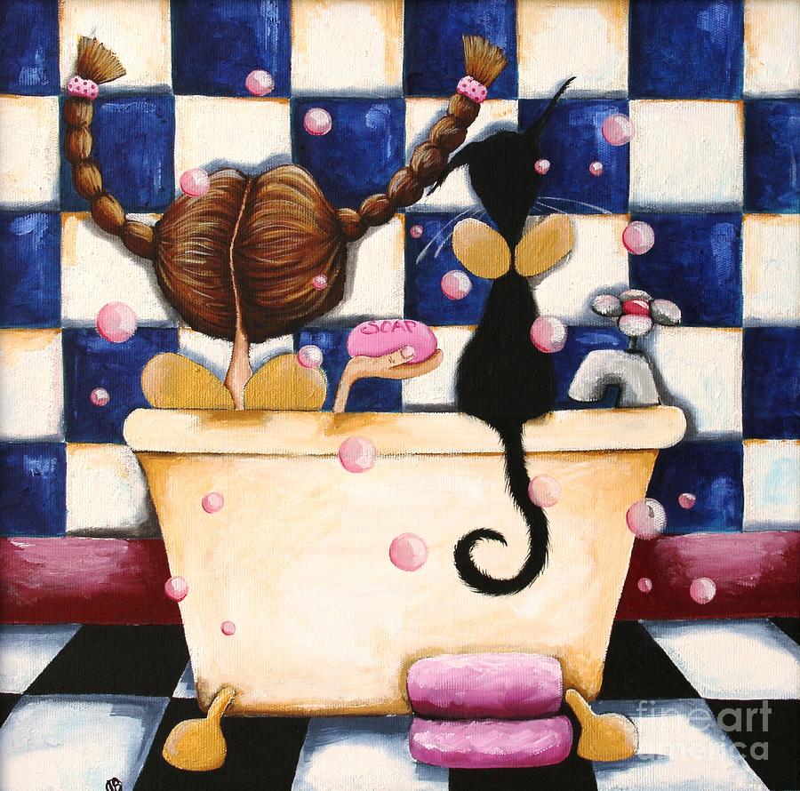 Animal Painting - Bathtime Angels by Lucia Stewart