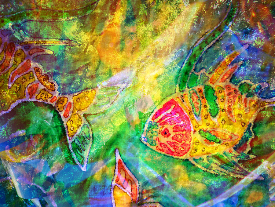 Batik Fishes - Swimming Painting by Marie Jamieson