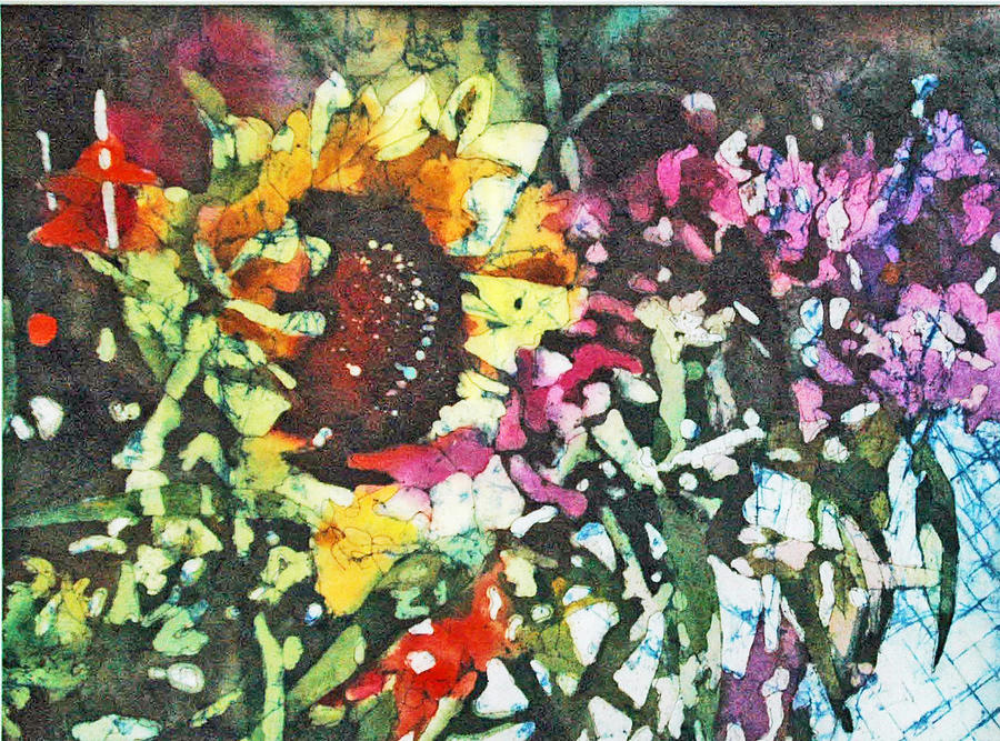 Batik Sunflower 1 Painting by Diane Fujimoto