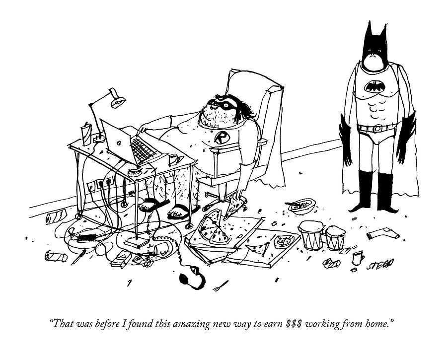 Batman Stands In The Filthy Room Of A Fat Drawing by Edward Steed