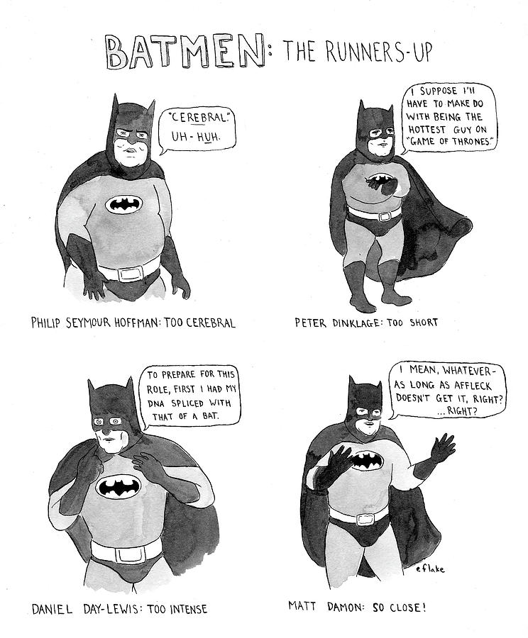 Batman Movie Drawing - Batmen Runners by Emily Flake