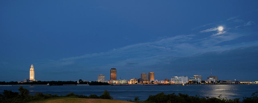 Baton Rouge Skyline By Moonlight Photograph by Paul D. Taylor